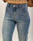 Toxik3 straight stretch denim pants with flower decorations