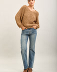 Toxik3 straight stretch denim pants with flower decorations