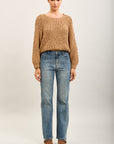 Toxik3 straight stretch denim pants with flower decorations