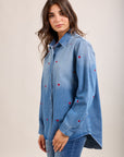Toxik3 chemise en jean motifs brodés coeur
