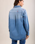 Toxik3 chemise en jean motifs brodés coeur