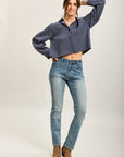 Toxik3 gewaschene, gerade Jeans mit Büffel-Stickmustern