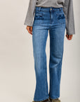 Toxik3 pantalon jean wide poches plaquées brodées