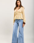 Pantalón vaquero ancho elástico Toxik3 bolsillos pequeños
