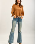 Toxik3 pantalon jean bootcut délavé denim stretch brodée