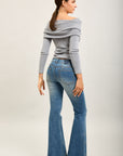 Toxik3 pantalon jean bootcut denim stretch clous
