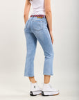 Toxik3 Bootcut-Jeans mit kurzem Schnitt aus Stretch-Jeans und Krawatte