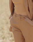 Fauxée belt firm pants - Woman