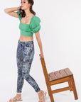 Blue panther printed coated pants - CAD