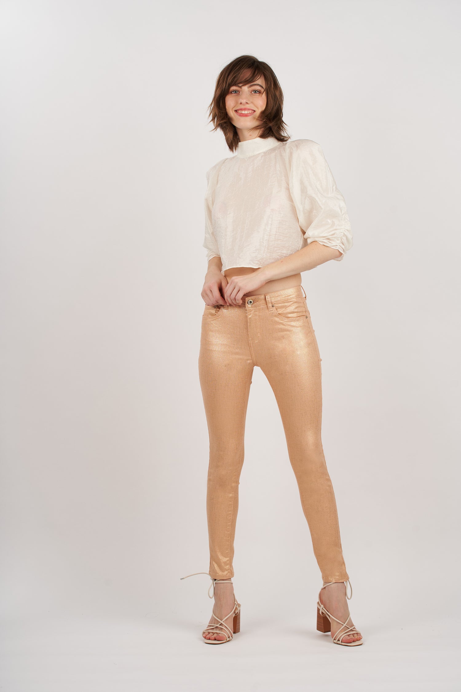 Golden textured print pants - NYXY