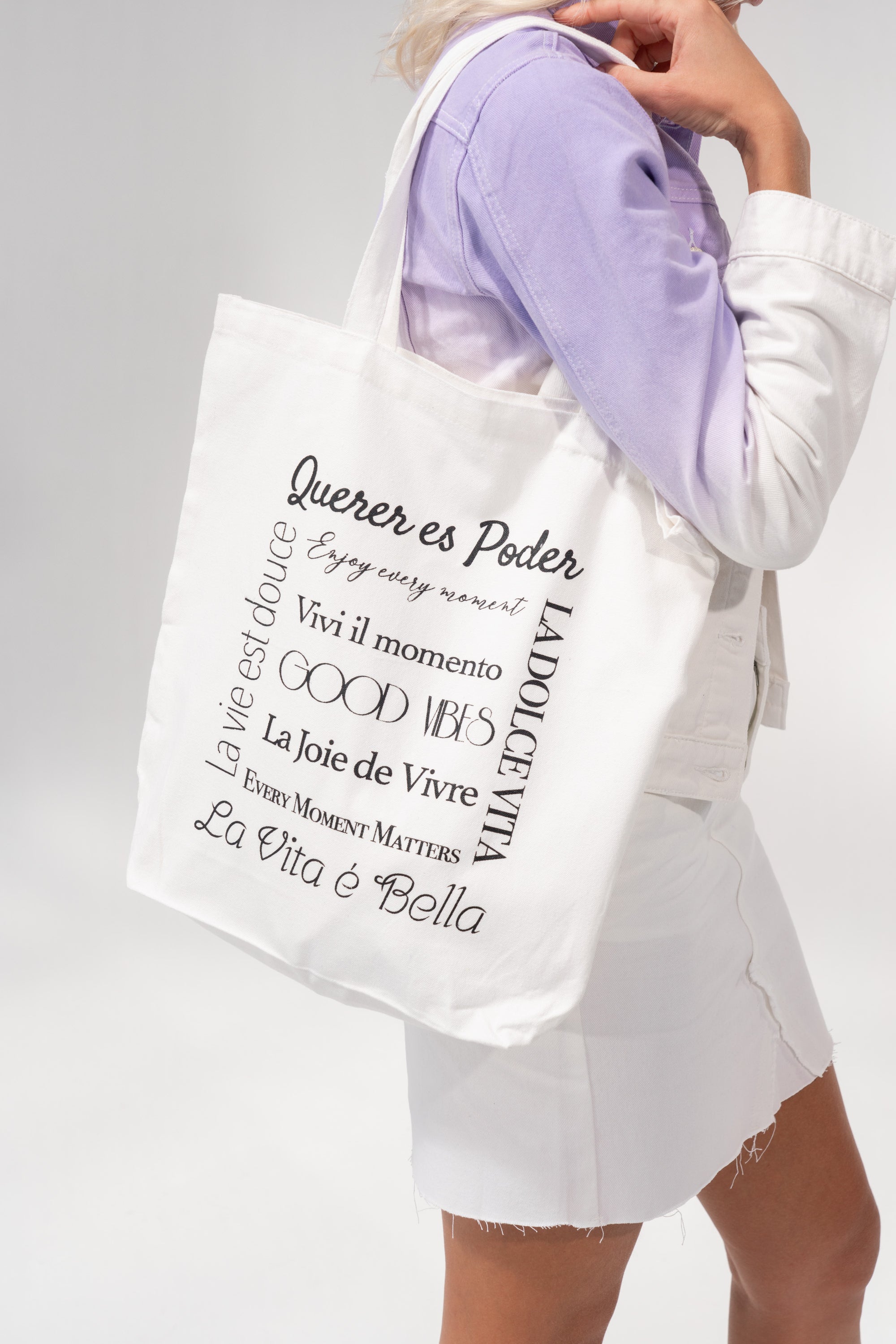 White tote - good vibes offered on your 1st order