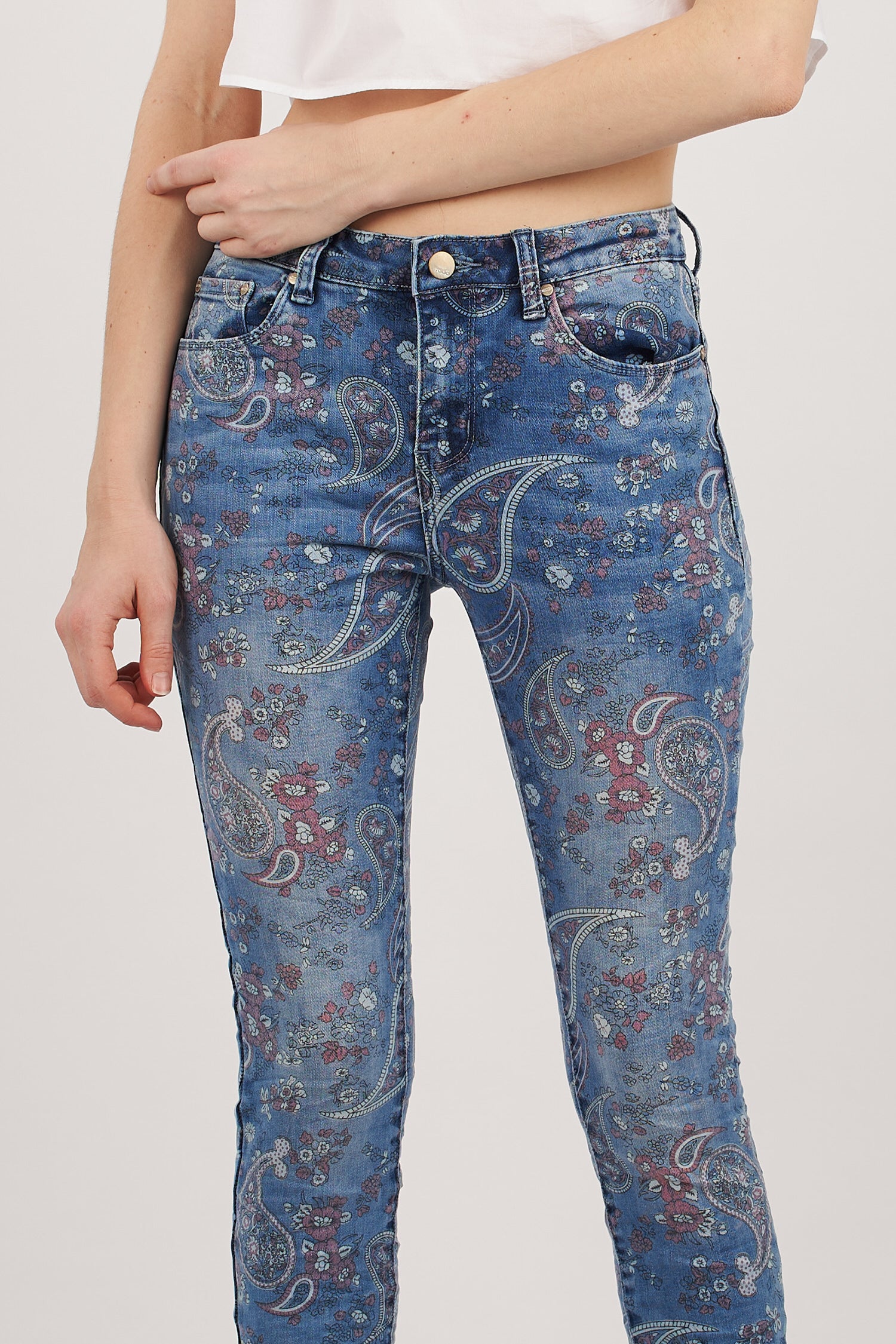 Eastern floral print jeans - Taïs