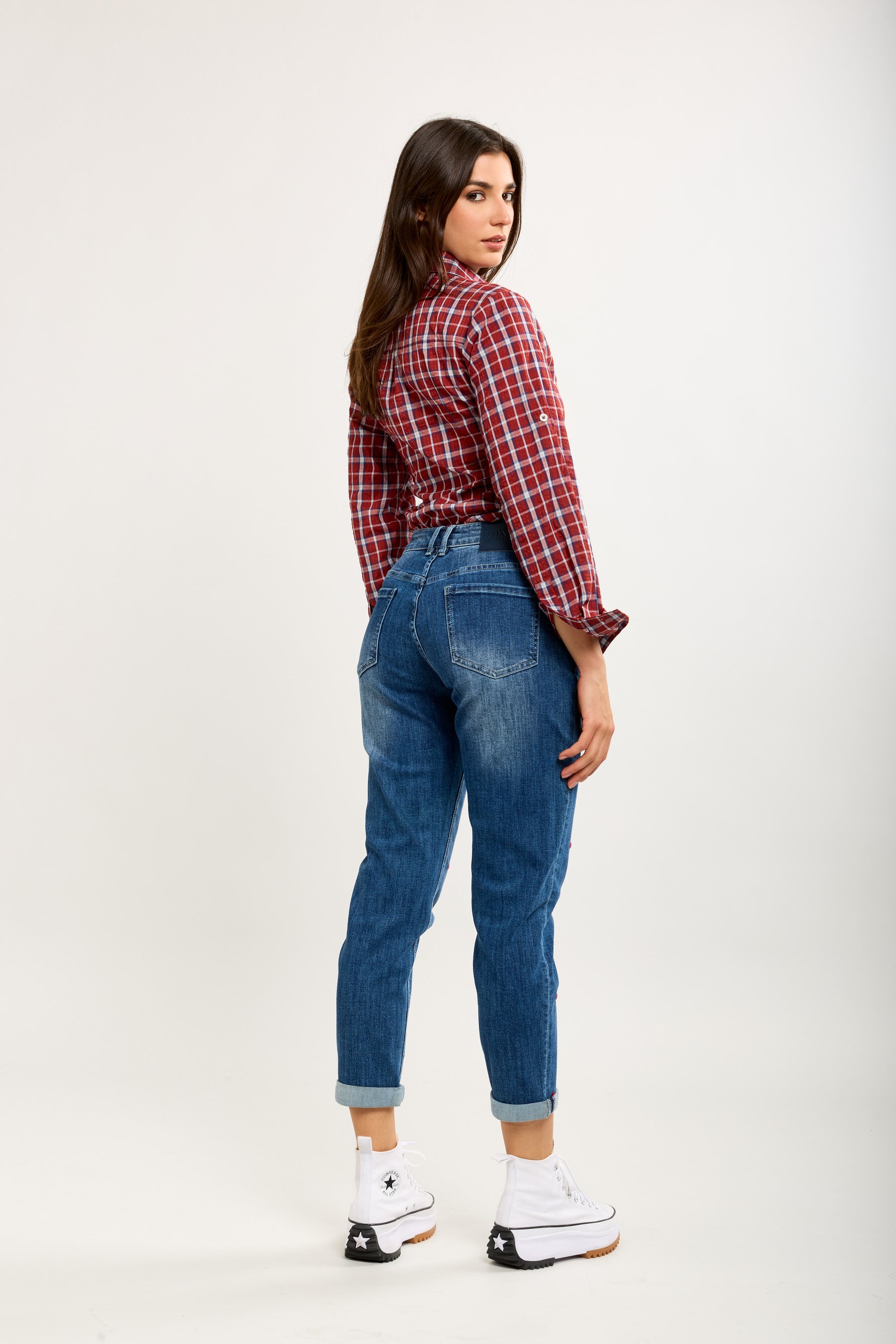 Toxik3 washed stretch boy jeans with heart embroidered cuffs