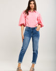 Toxik3 hoch taillierte Jungen-Jeanshose aus Lyocell-Denim mit gestickten Herzmustern