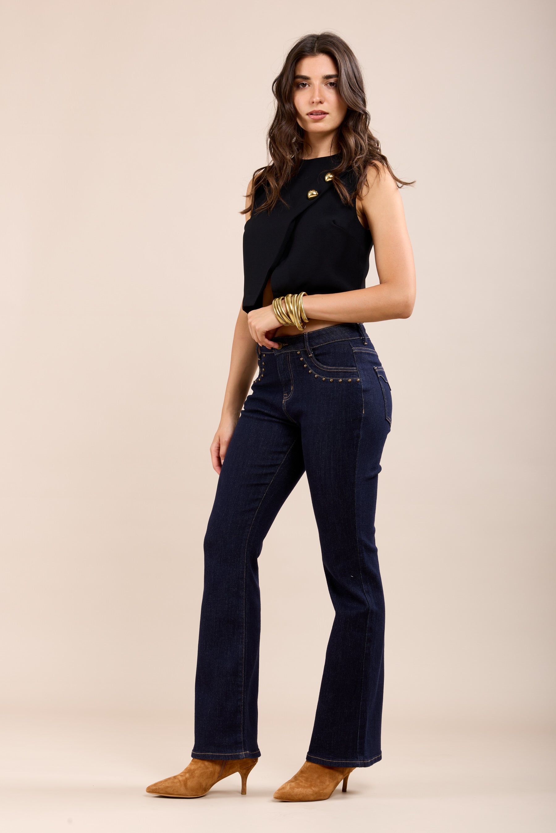 Toxik3 jean bootcut écoresponsable détails poches clous