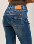 Toxik3 jean bootcut stretch poches arrières superposées