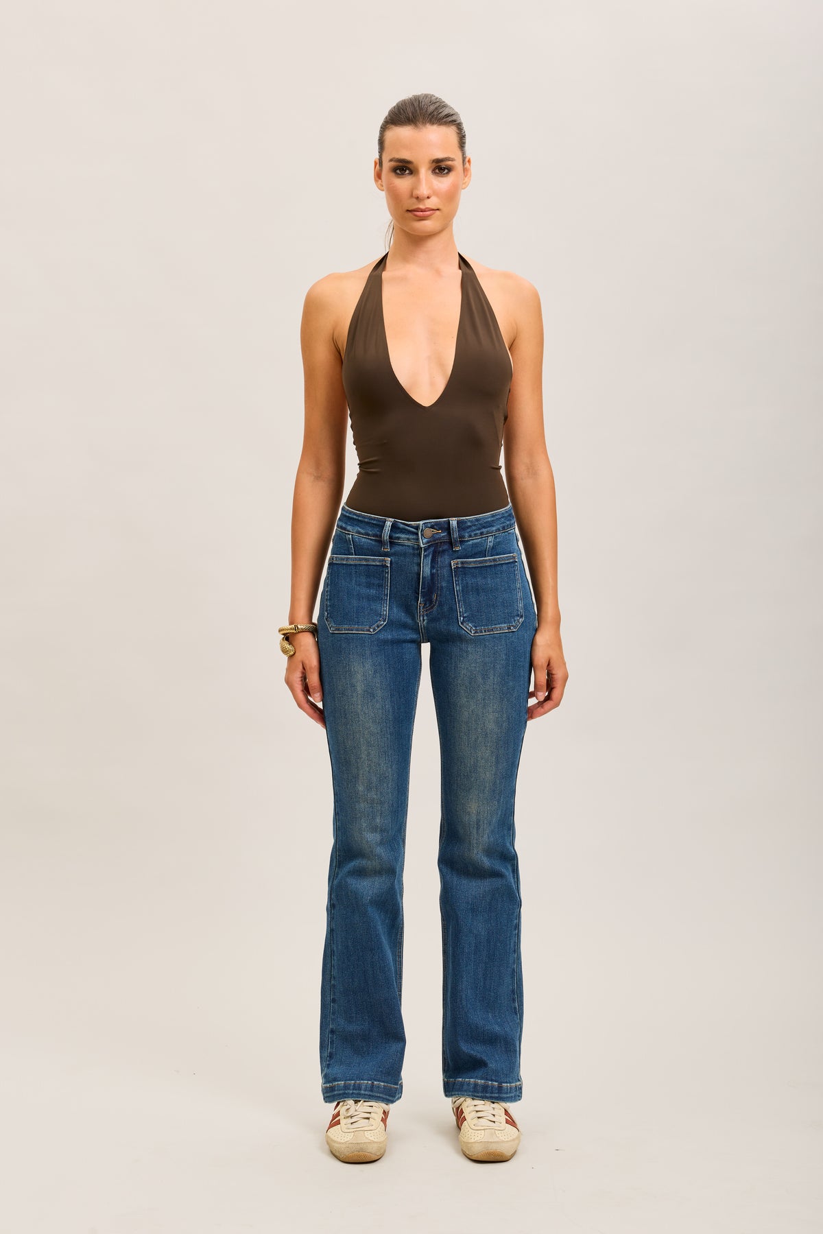 Toxik3 jean bootcut stretch poches arrières superposées