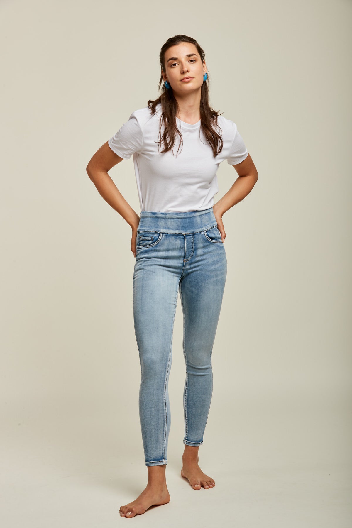 Toxik3 pantalon jean jogg denim super stretch taille haute à enfiler