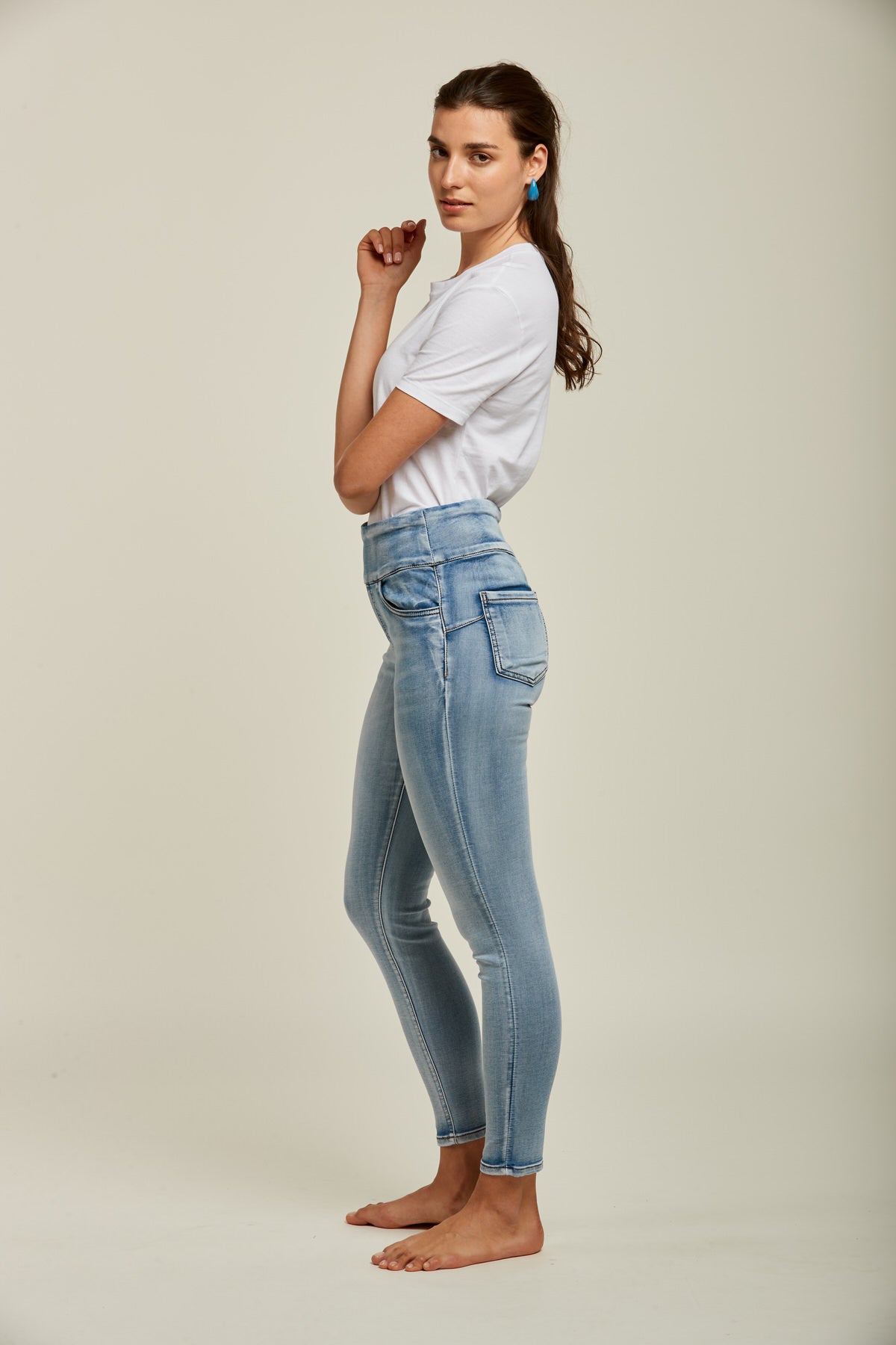 Toxik3 pantalon jean jogg denim super stretch taille haute à enfiler