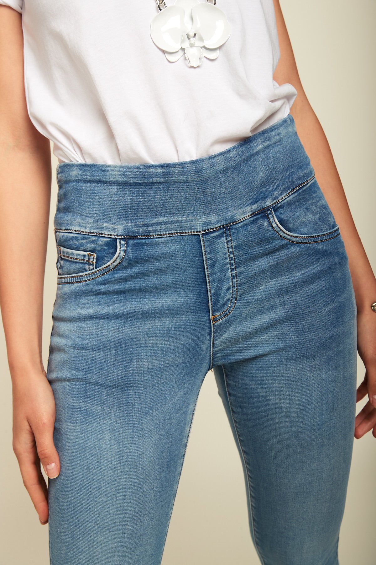 Toxik3 pantalon jean jogg denim super stretch taille haute à enfiler