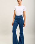 Hoch taillierte Toxik3-Jeanshose aus Stretch-Denim zum Überziehen