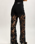 Toxik3 straight stretch denim jean pants with openwork lace