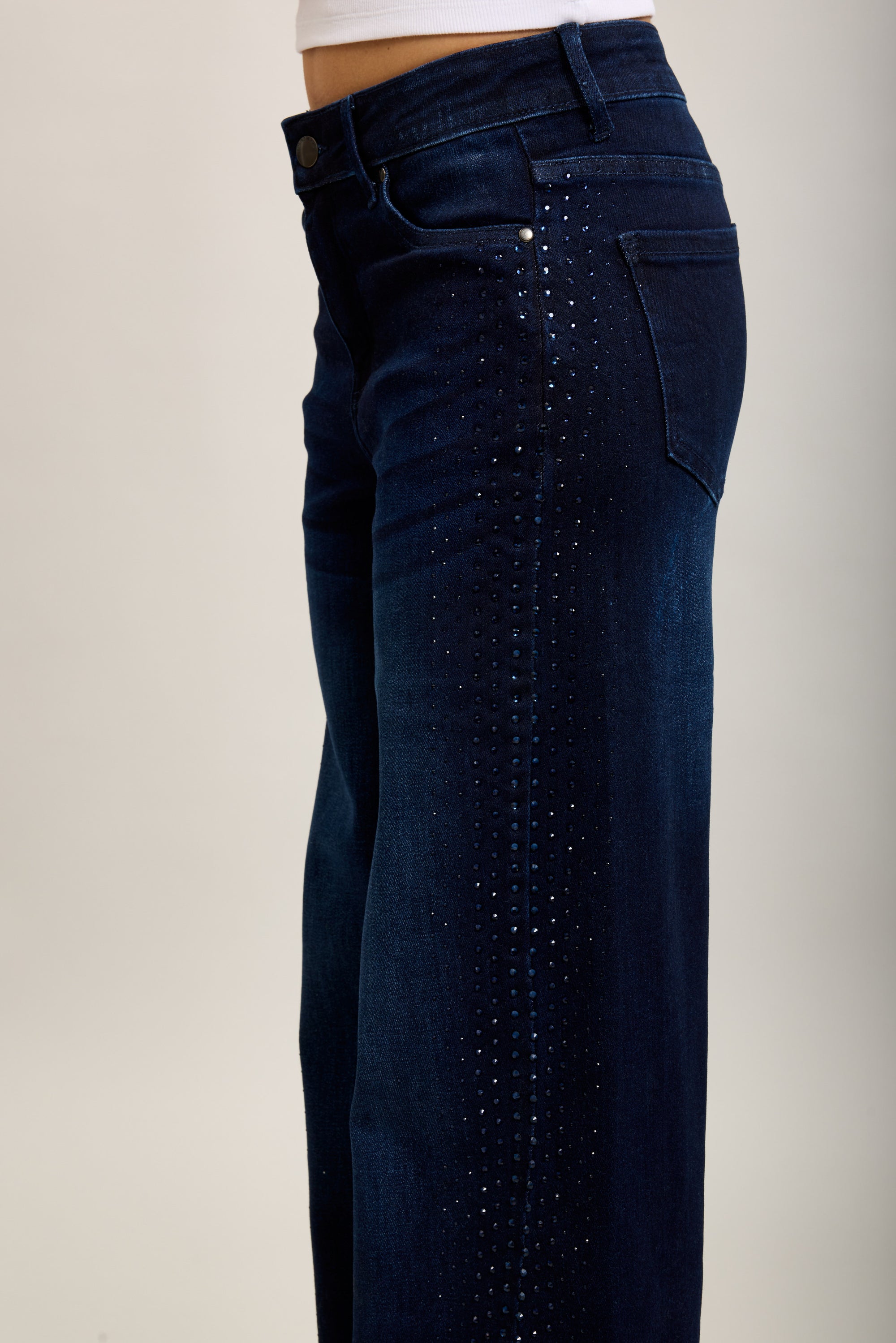 Toxik3 pantalon jean droit denim stretch strass