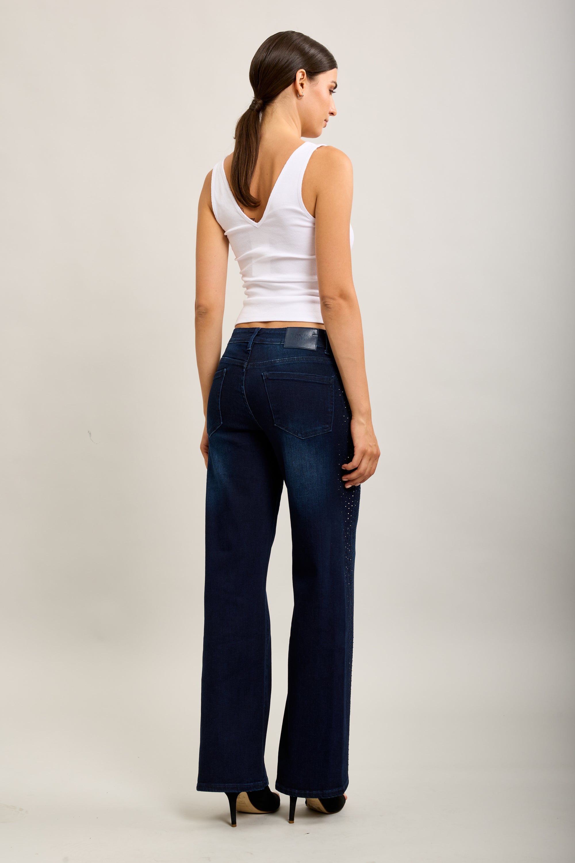 Toxik3 pantalon jean droit denim stretch strass