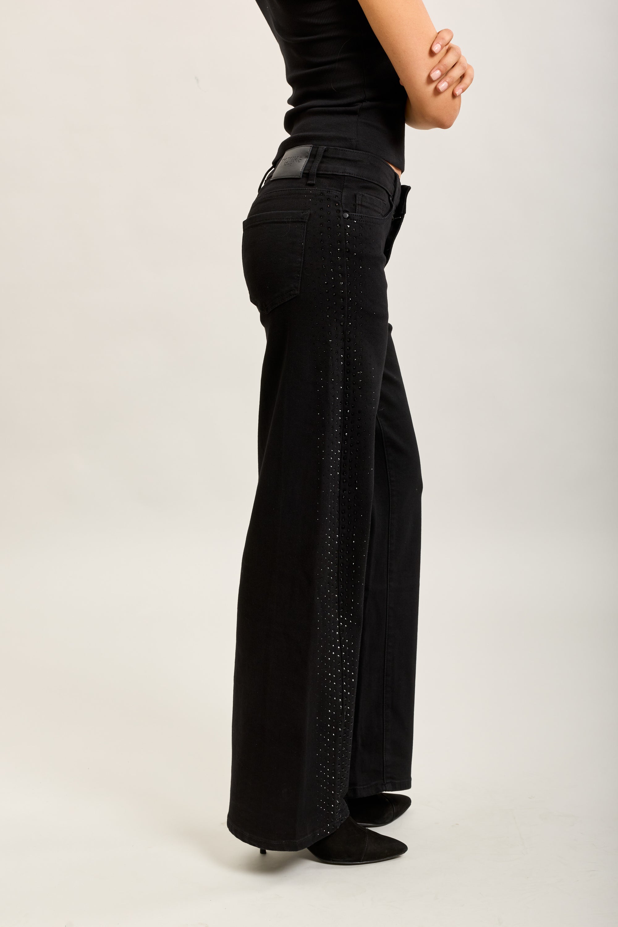 Toxik3 pantalon jean droit denim stretch strass
