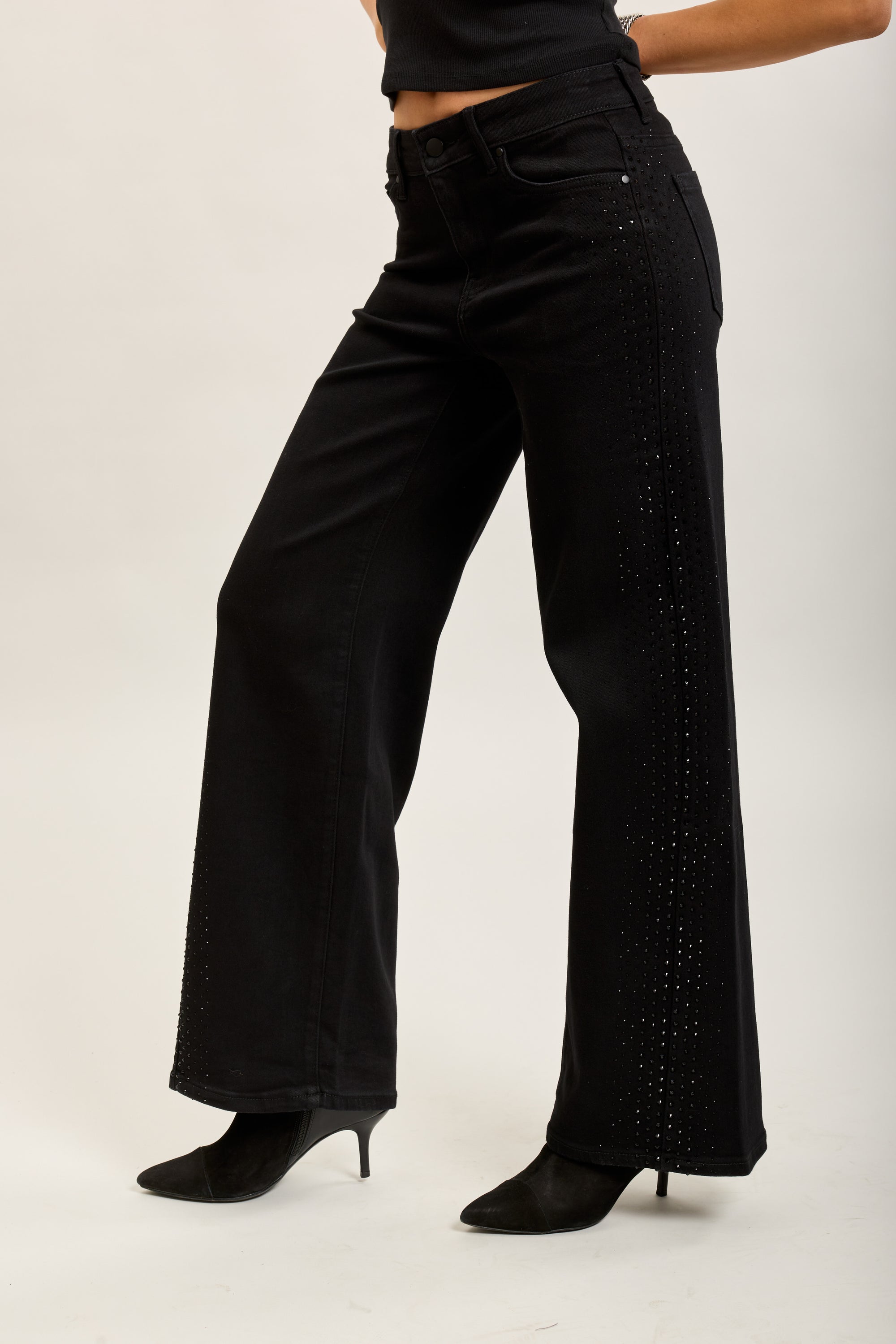 Toxik3 pantalon jean droit denim stretch strass