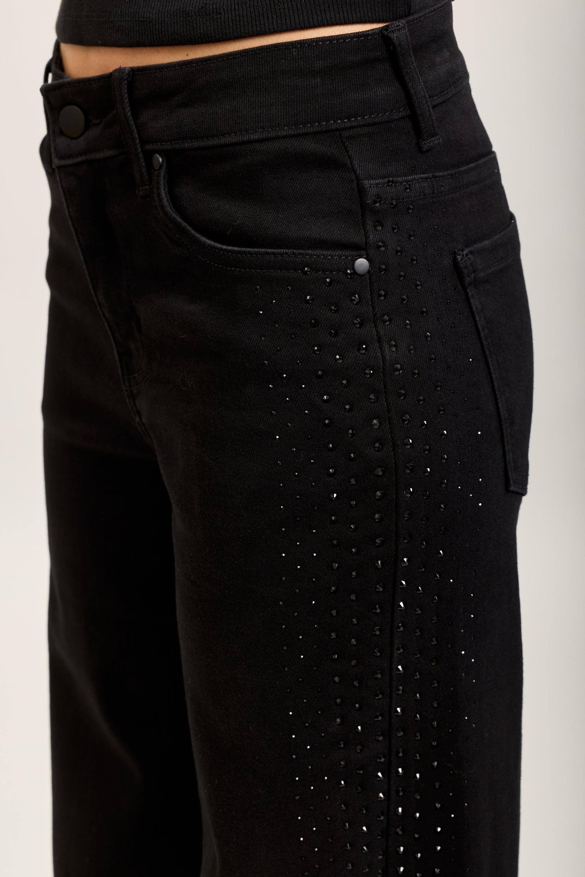 Toxik3 pantalon jean droit denim stretch strass