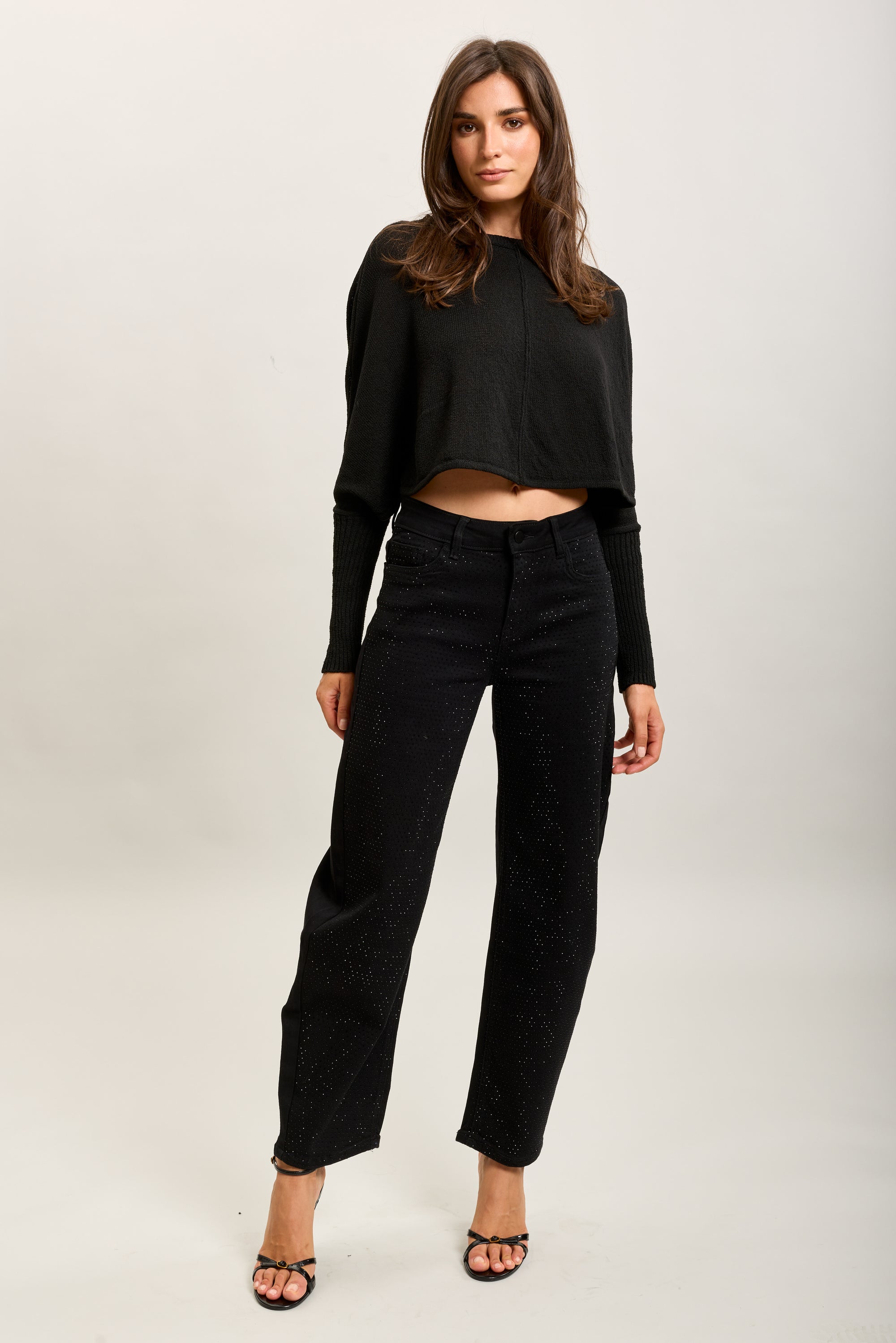 Toxik3 stretch denim balloon jean pants with rhinestones