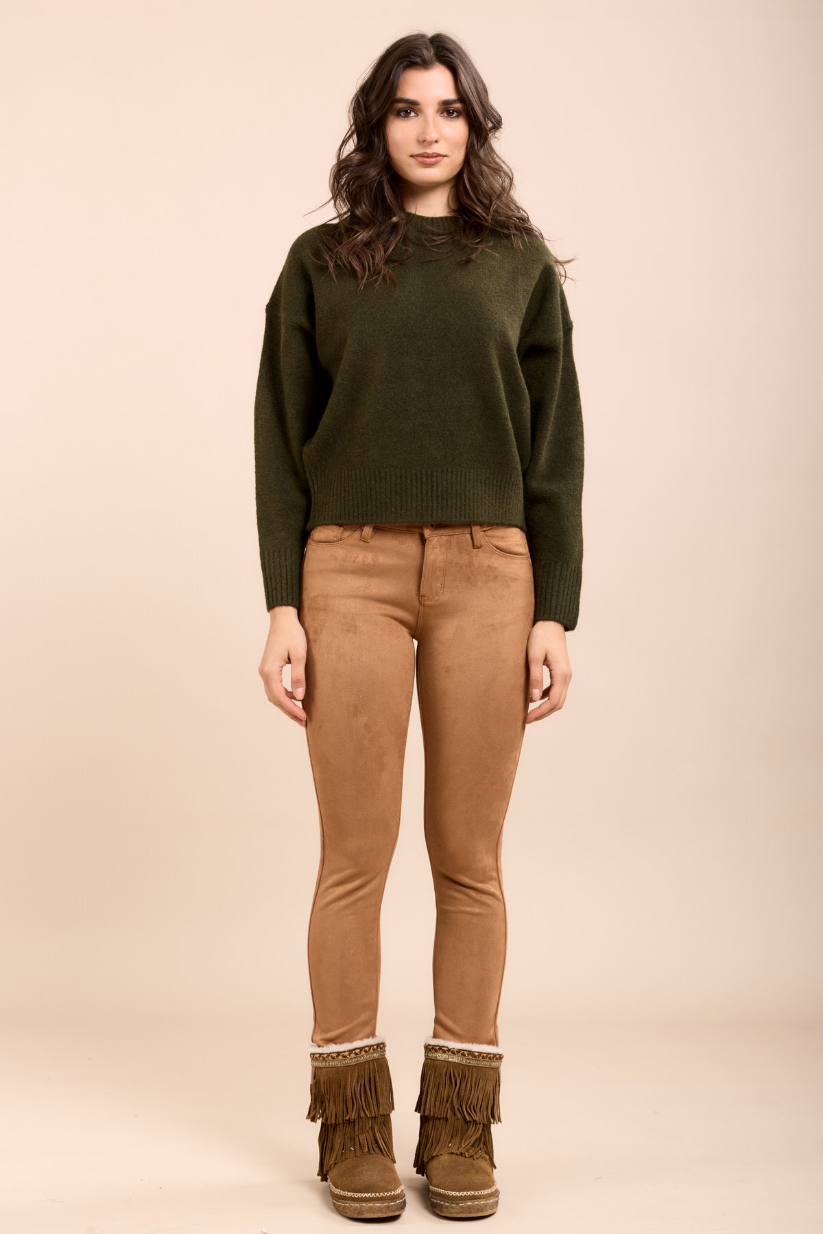 Pantalon suédine peau de pêche - Opaline