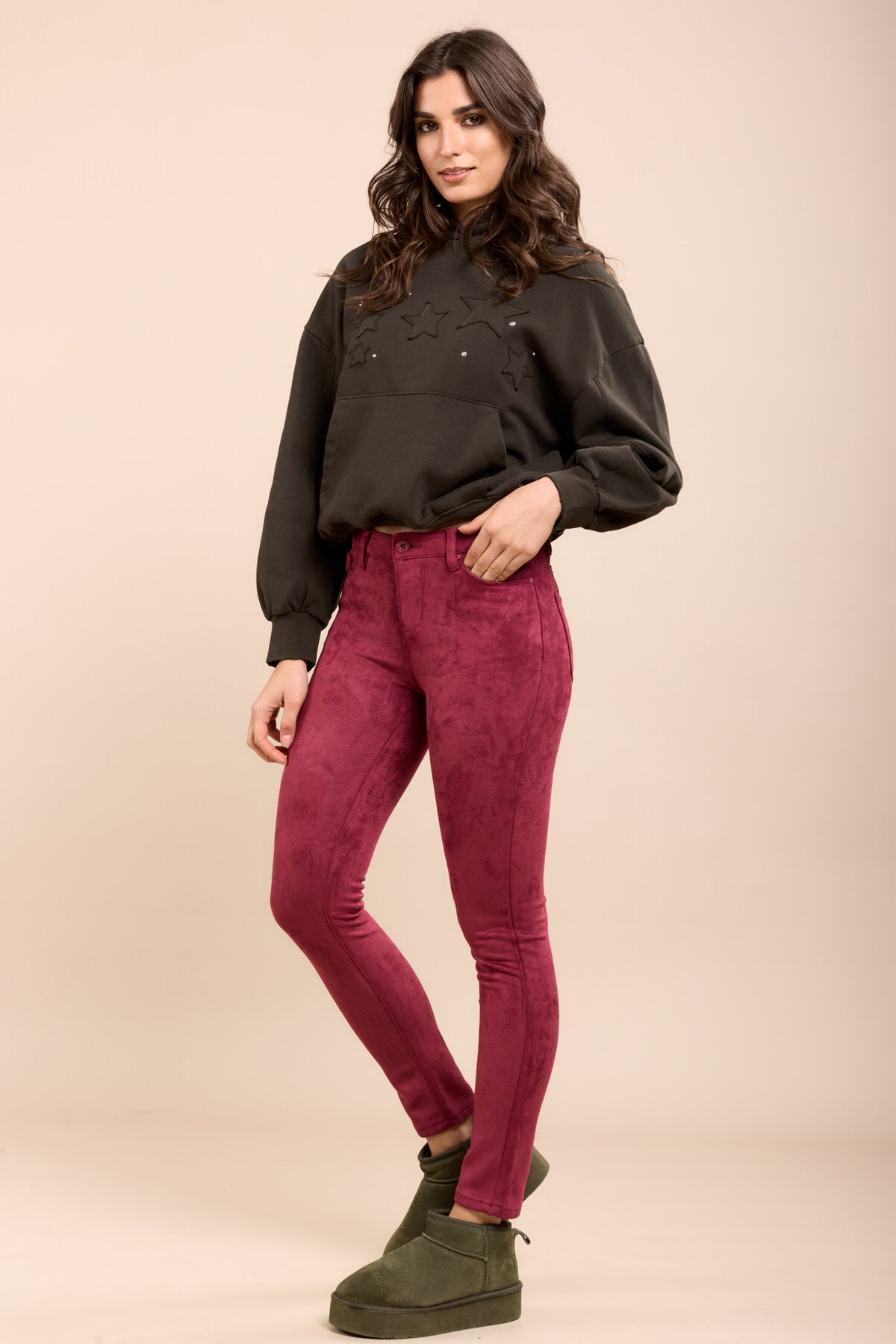 Pantalon suédine peau de pêche - Opaline