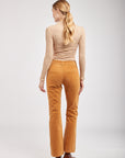 Flare Velvet Pants Detail Gold Button - Edena