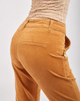 Flare Velvet Pants Detail Gold Button - Edena