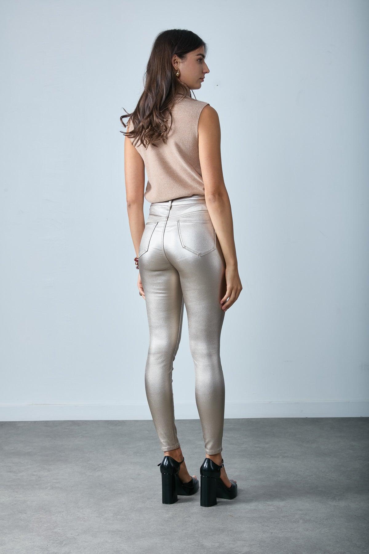 Toxik3 pantalon slim enduit mate stretch taille haute