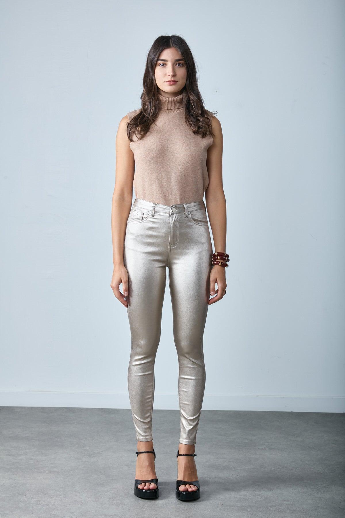 Toxik3 pantalon slim enduit mate stretch taille haute