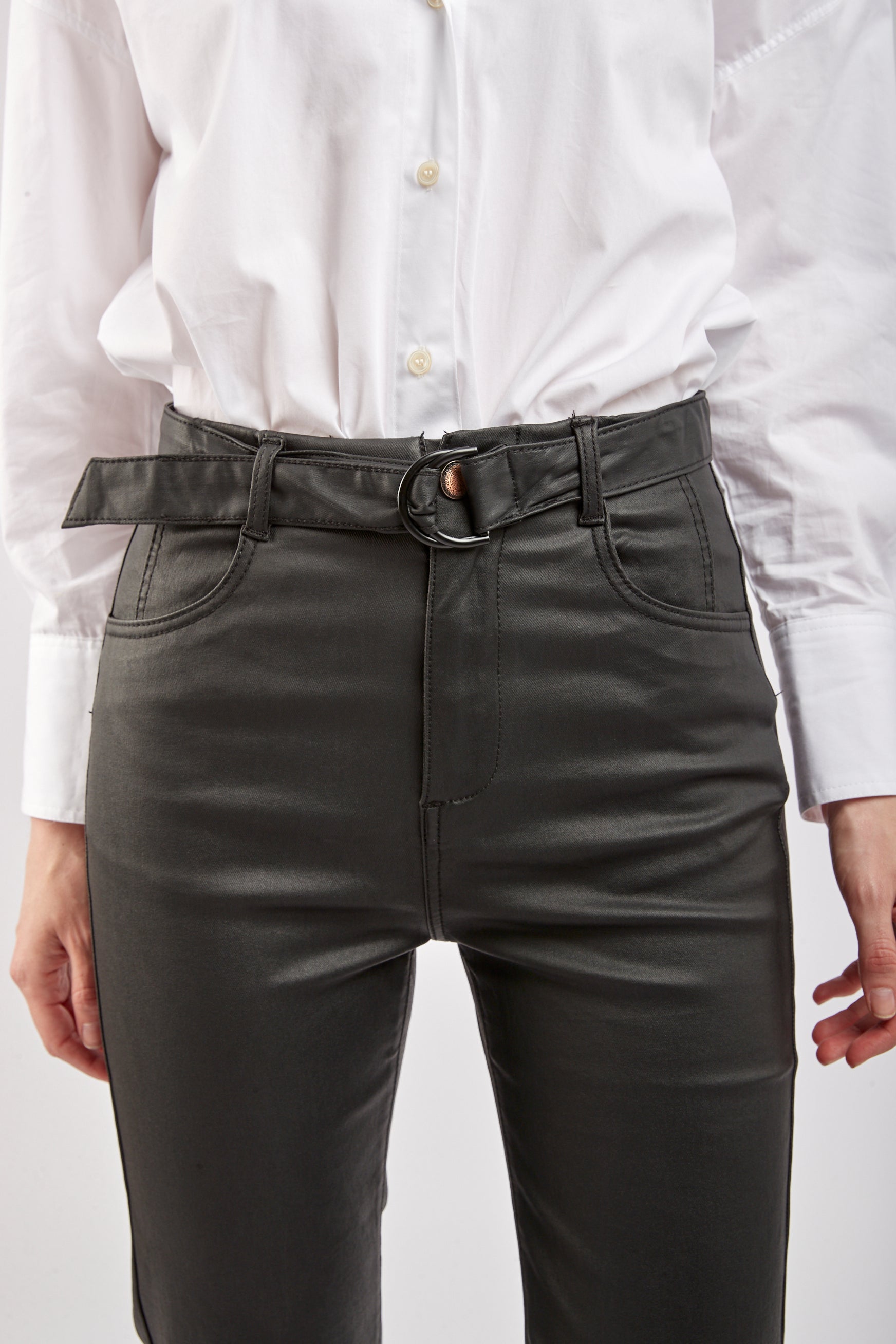Pantalon droit simili à ceinture - Louise