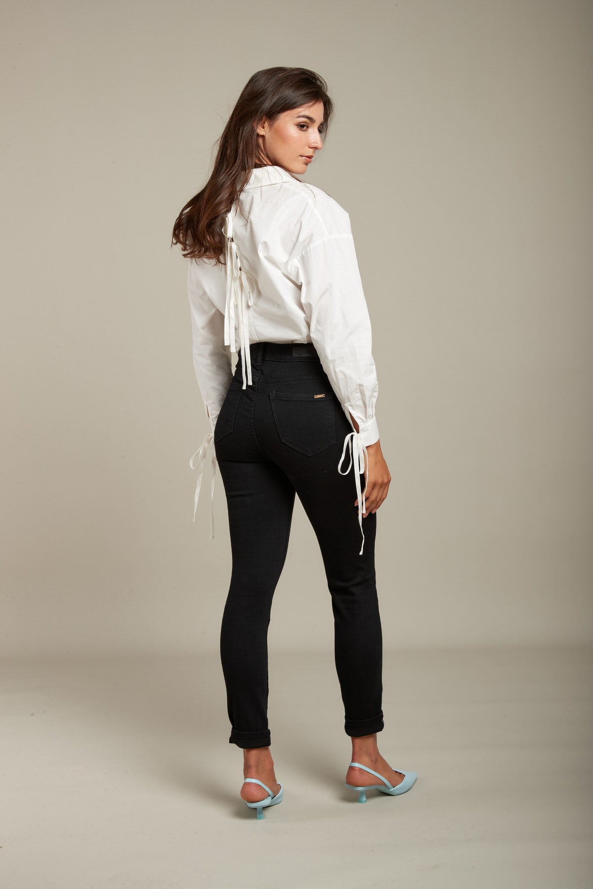Toxik3 slim jeans with cuffs and scarf
