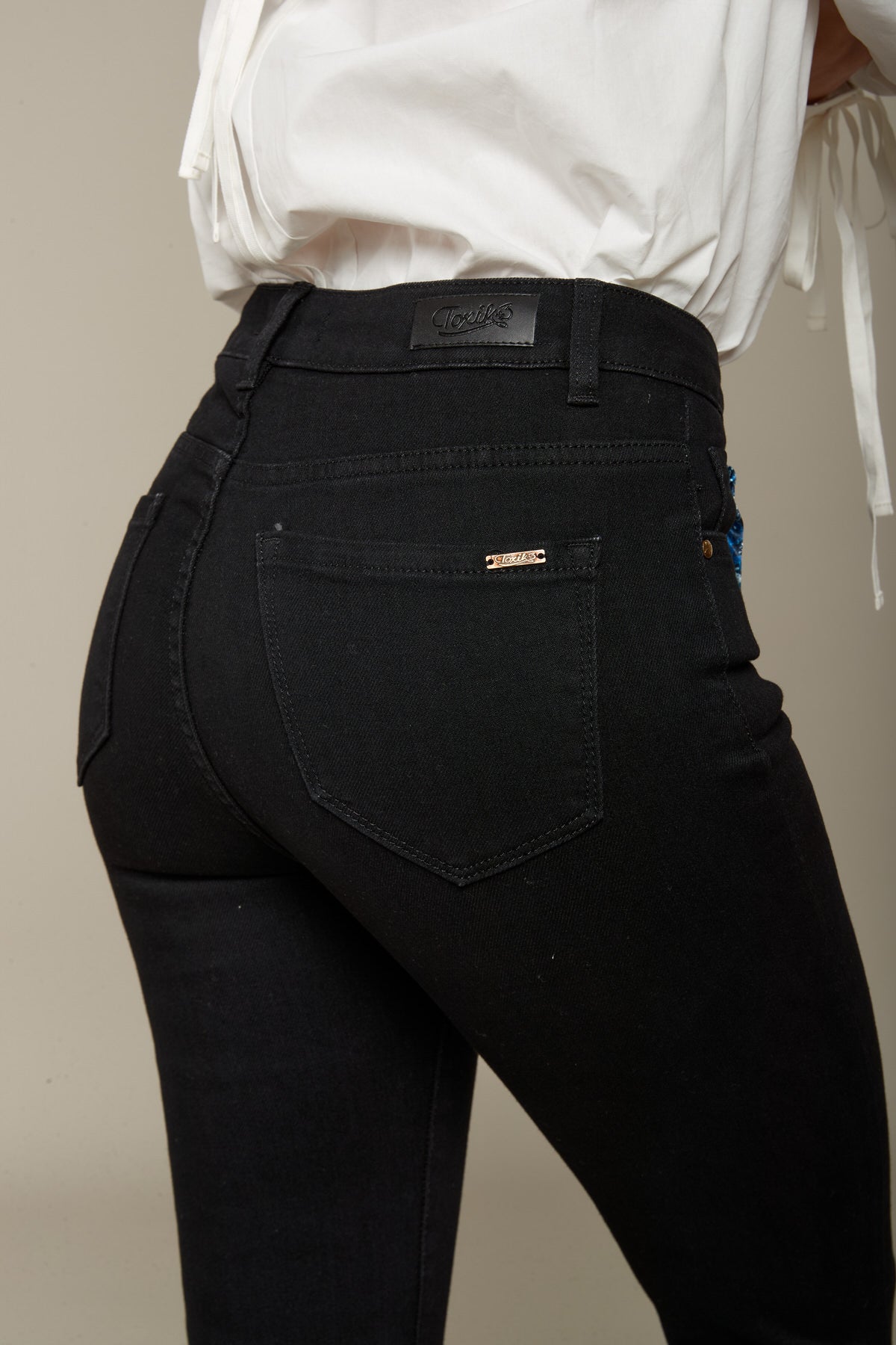 Toxik3 slim jeans with cuffs and scarf