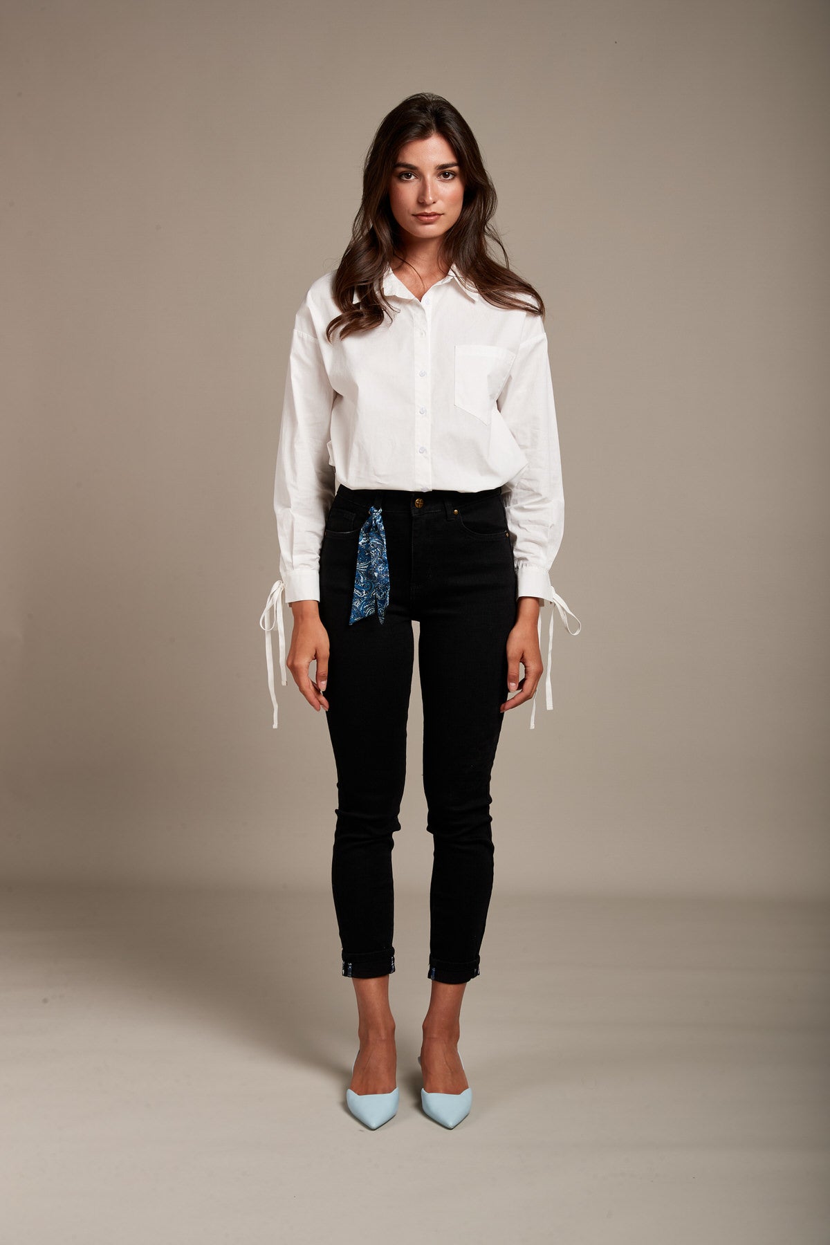 Toxik3 slim jeans with cuffs and scarf