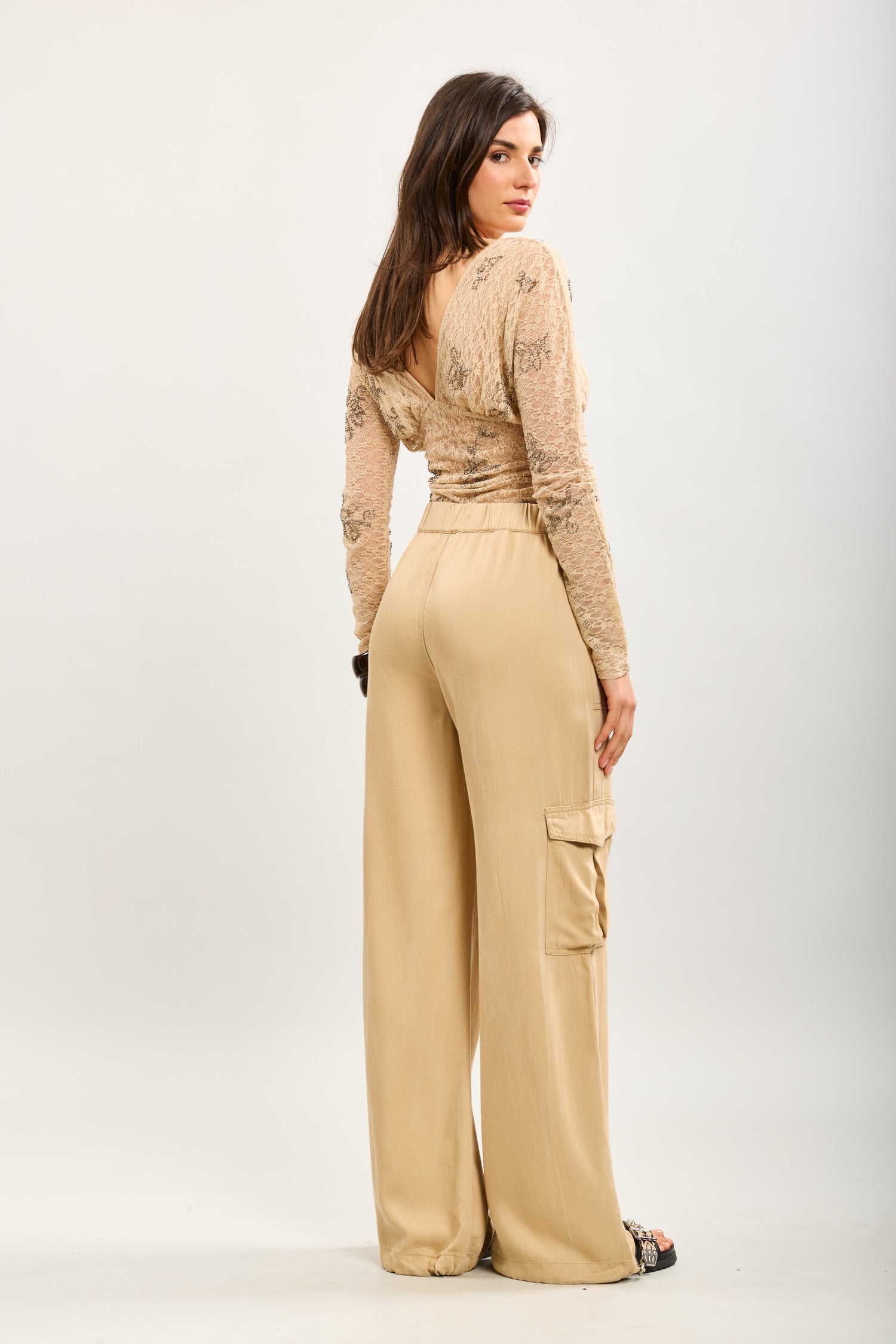 Toxik3 pantalon palazzo cargo Lyocell
