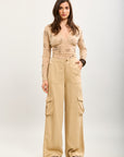 Toxik3 pantalon palazzo cargo Lyocell