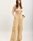 Toxik3 pantalon palazzo cargo Lyocell