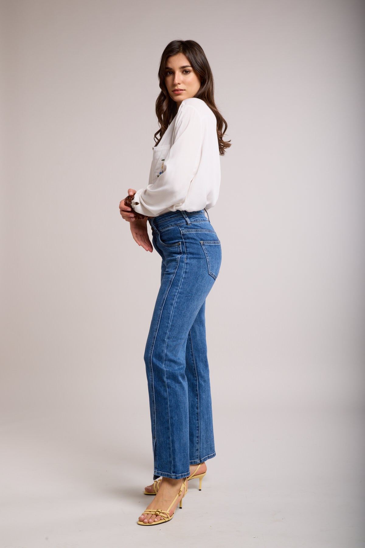 Toxik3 high-waisted straight jeans with low slit