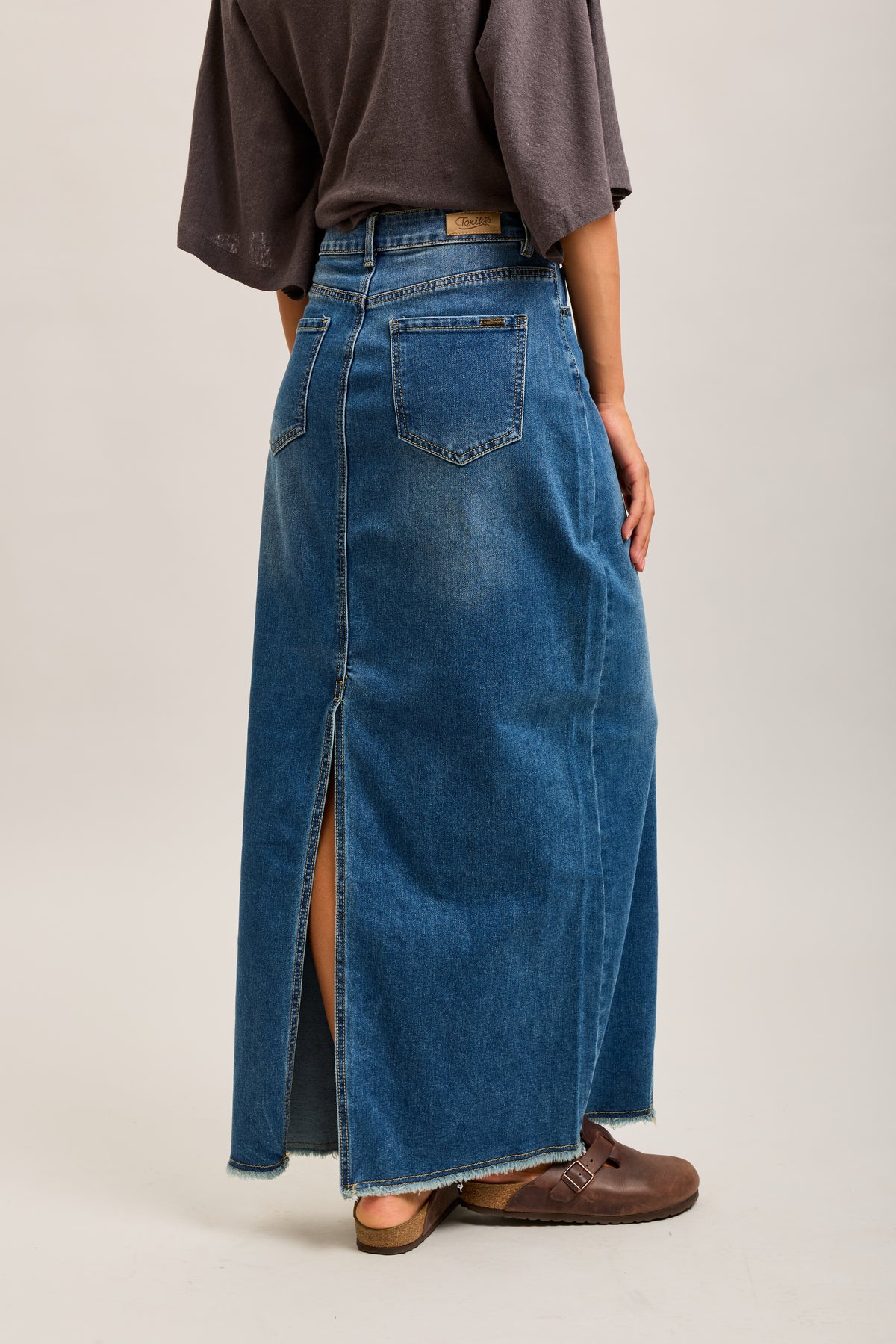 Toxik3 geteilter Jeansrock aus Lyocell-Jeans