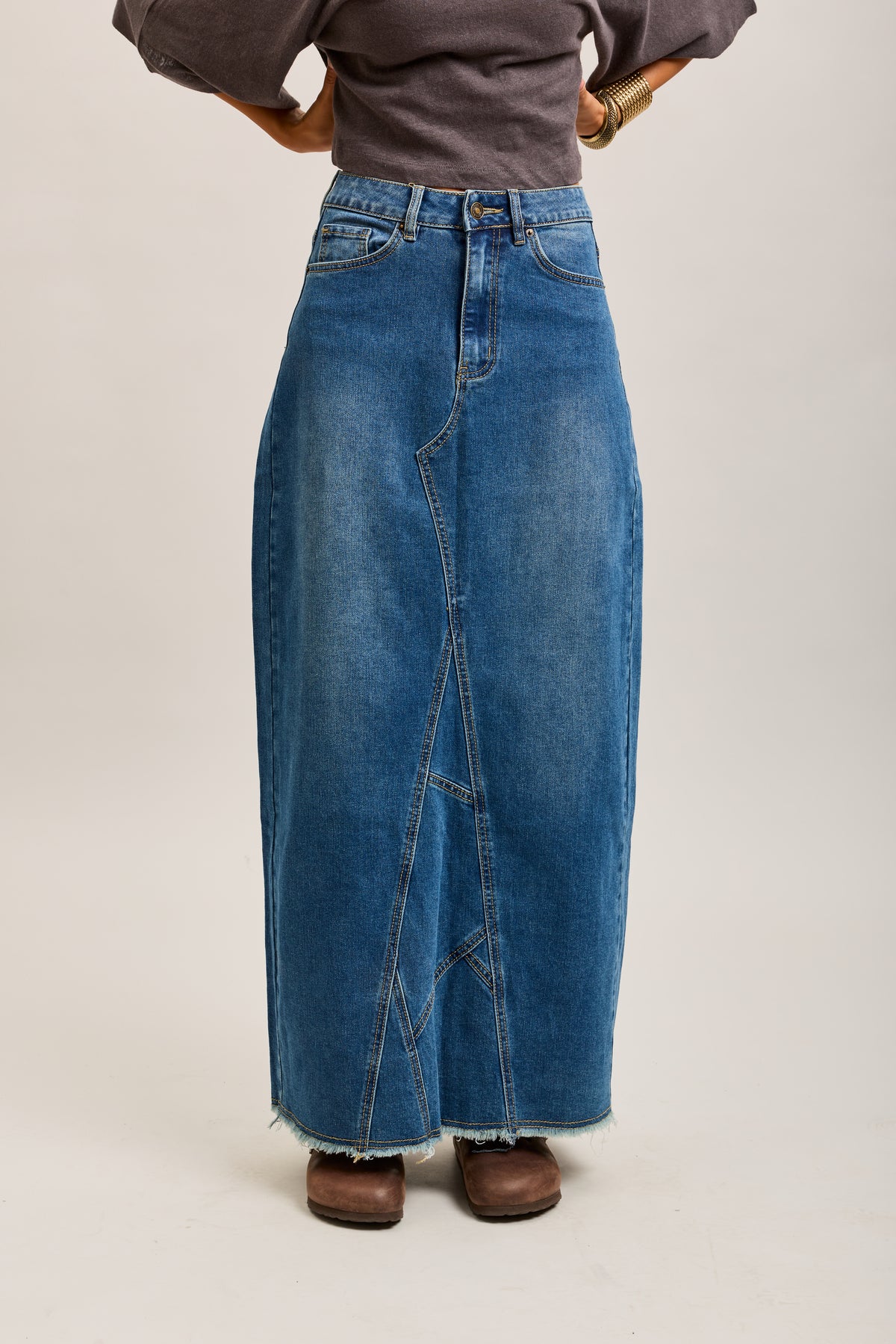 Toxik3 geteilter Jeansrock aus Lyocell-Jeans