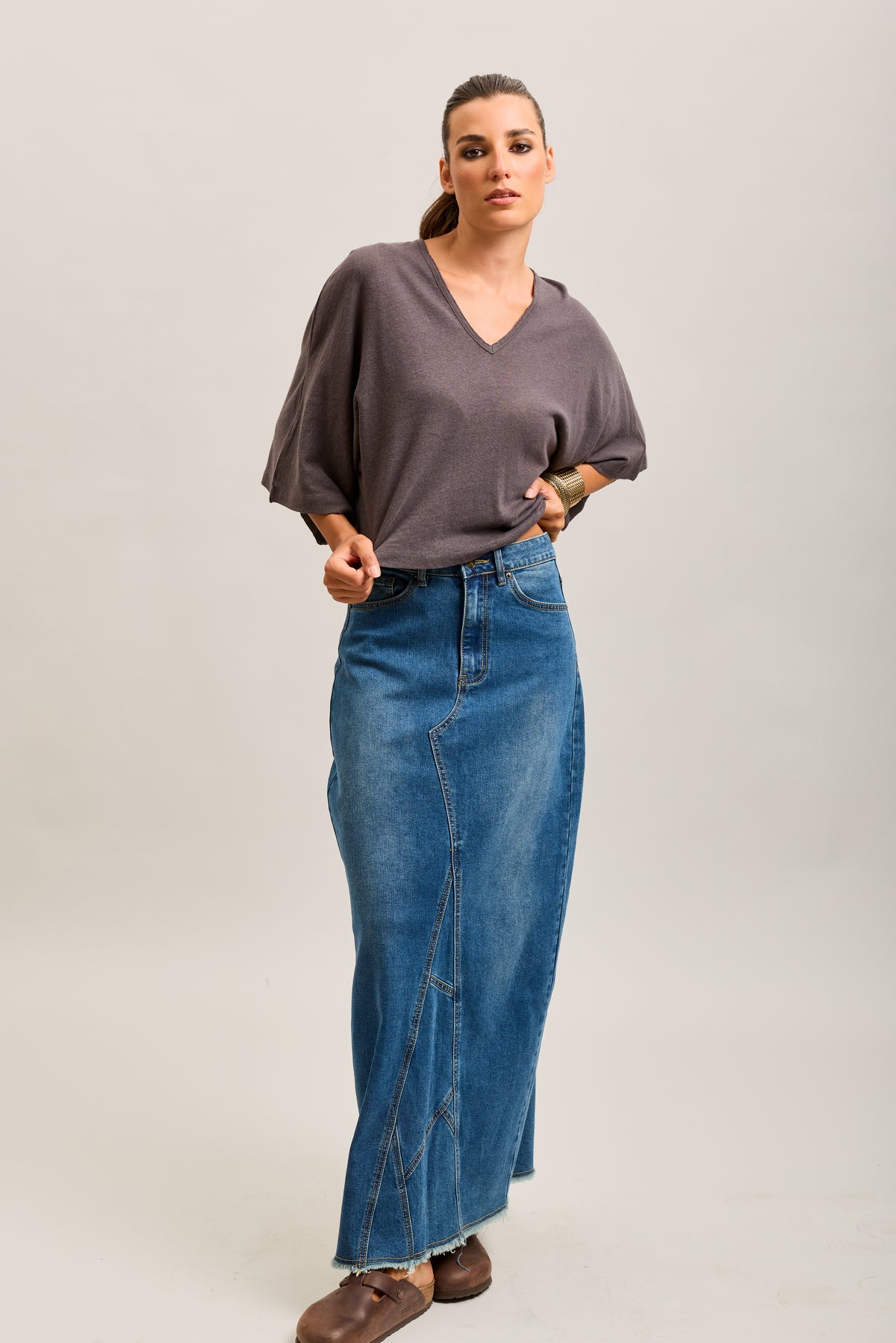 Toxik3 geteilter Jeansrock aus Lyocell-Jeans