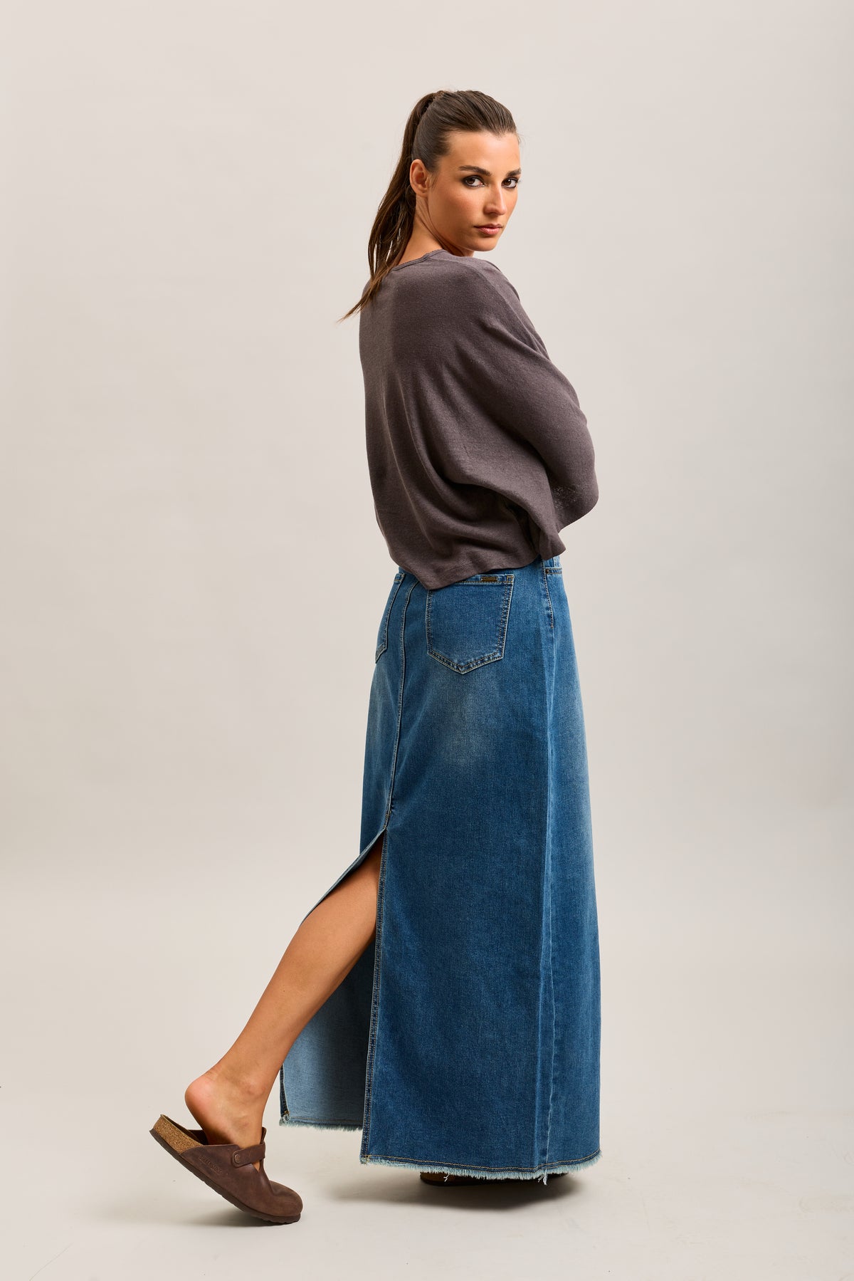 Toxik3 geteilter Jeansrock aus Lyocell-Jeans